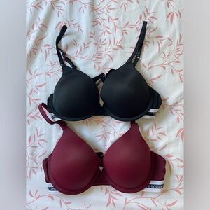 Tommy Hilfiger black and maroon two push-up bras 34 C
